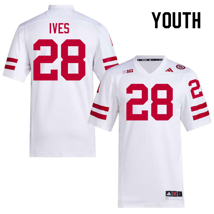 Youth #28 Kwinten Ives Nebraska Cornhuskers College Football Jerseys Stitched Sale-White